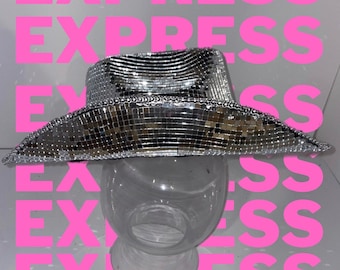 EXPRESS Disco Ball Cowboy Hat | Mirrorball Hat | Expedited production time | Original BEYONCÈ mirror hat |