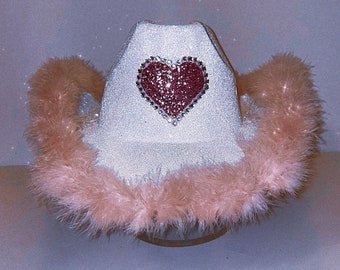 Glitter Heart Cowboy Hat | Fully custom cowgirl hat | Bachelorette Party Hat| Valentines Cowgirl hats|