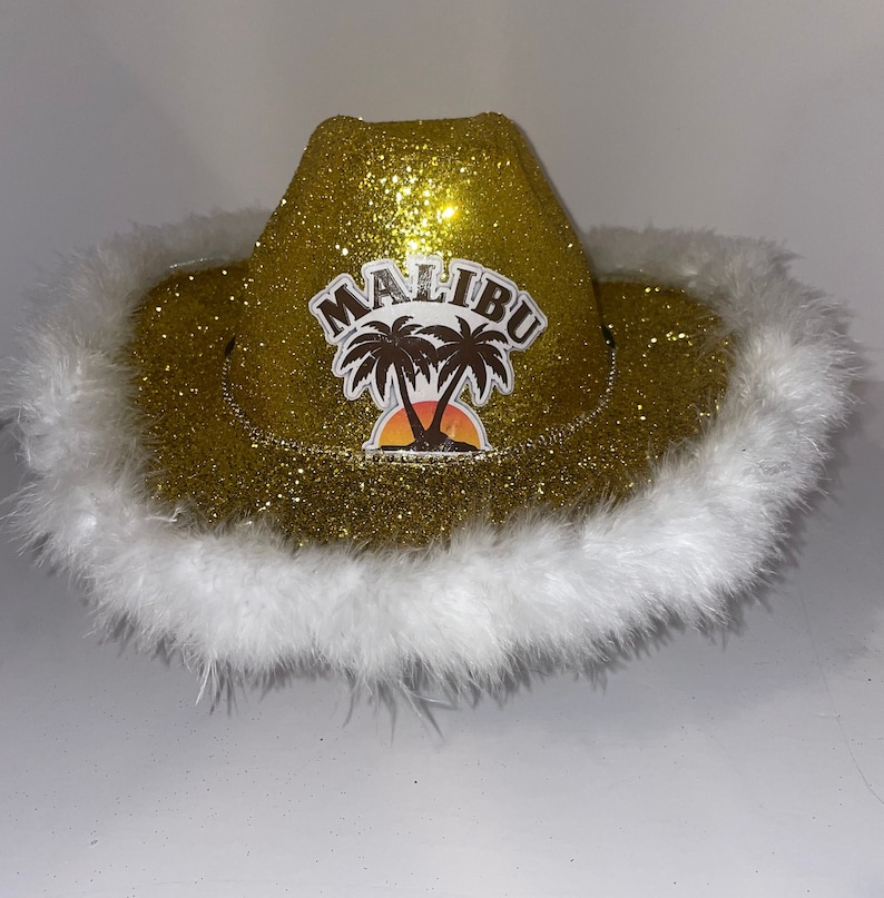 Malibu Glitter Cowboy Hat Fully Custom Tiktok Cowboy Hat Made Etsy