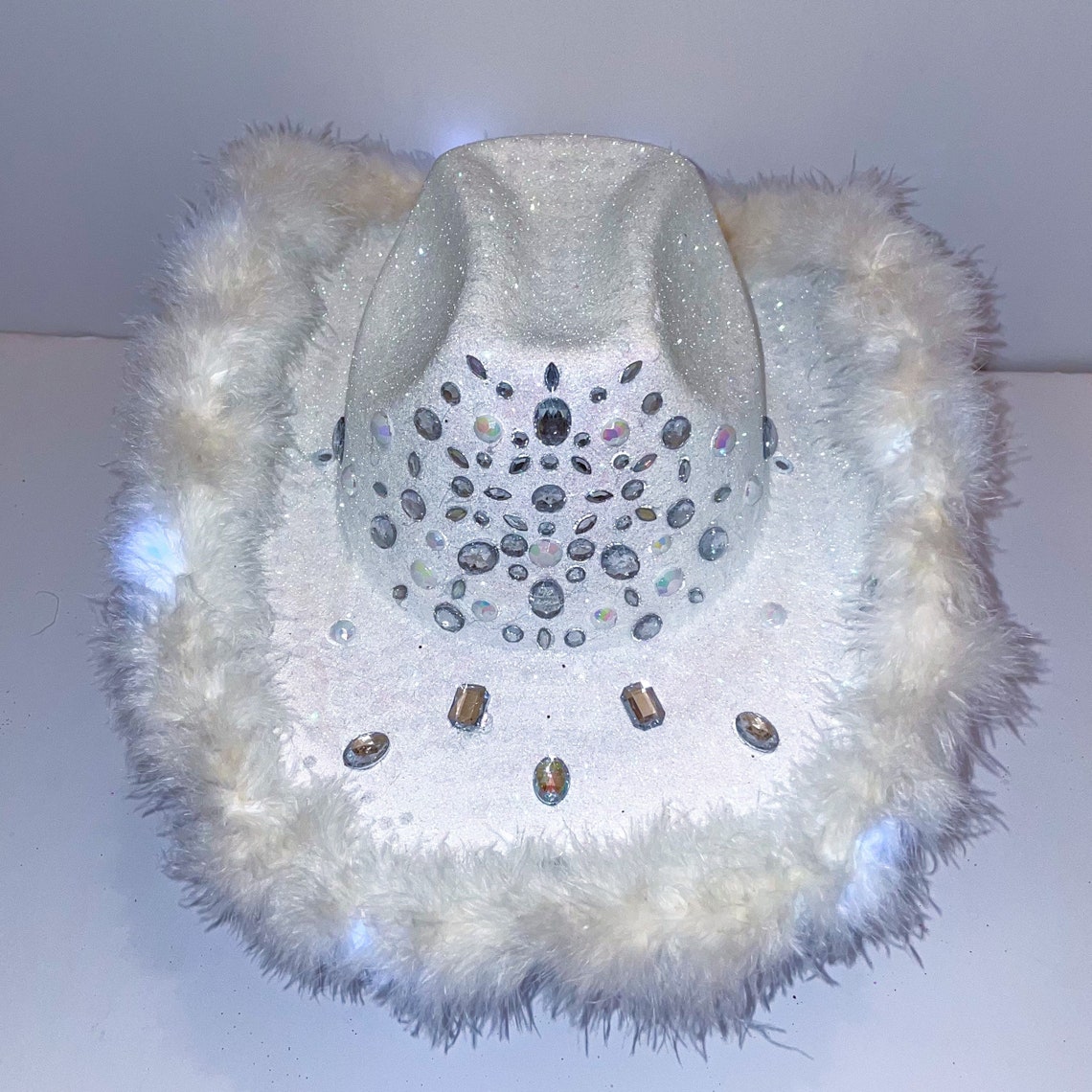 Bridal Cowboy Hat White Glitter Cowboy Hat Perfect for Etsy