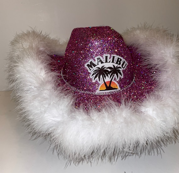 Pinker Malibu Glitzer Cowboyhut Komplett individueller, leuchtender  Cowboy-Partyhut auf Bestellung - .de