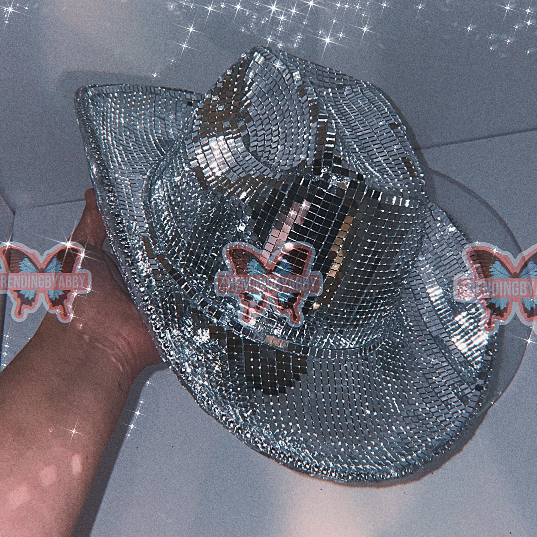 AirFusion Discokugel-Hüte mit einziehbarem,Disco Mirror Glitter