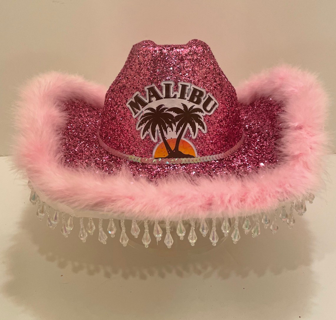 Pink Malibu Glitter Cowboy Hat Fully custom light up cowboy Etsy