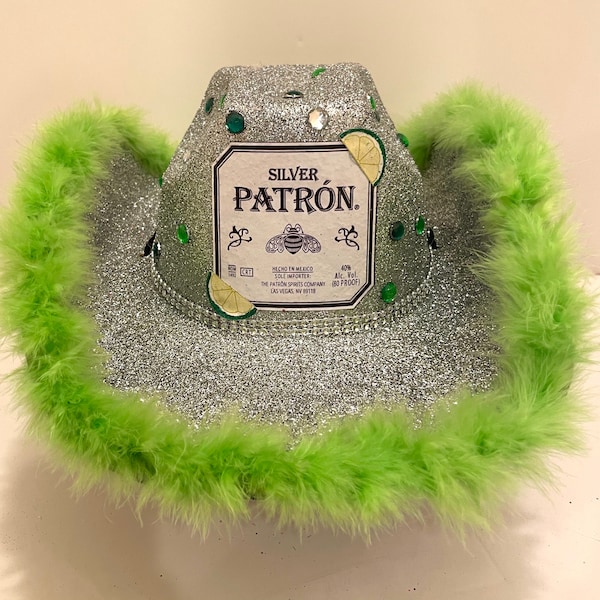 Patron Tequila inspired Cowboy Hat | Fully customizable | light up glitter cowgirl party hat | made to order + quick shipping!