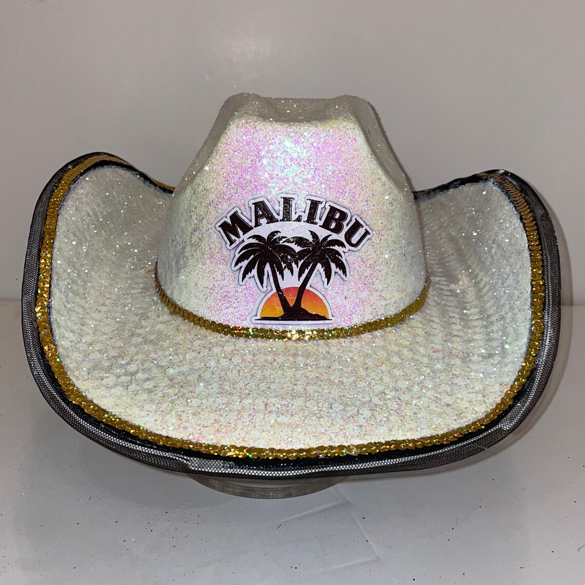 Malibu Glitter Cowboy Hat Fully Custom Tiktok Cowboy Hat Made Etsy