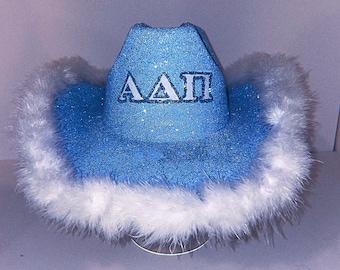 Sorority Glitter Cowboy Hat | Customizable Srat Cowgirl Hat | made to order for any org | Tailgate + Graduation | Bed Party Apparel |