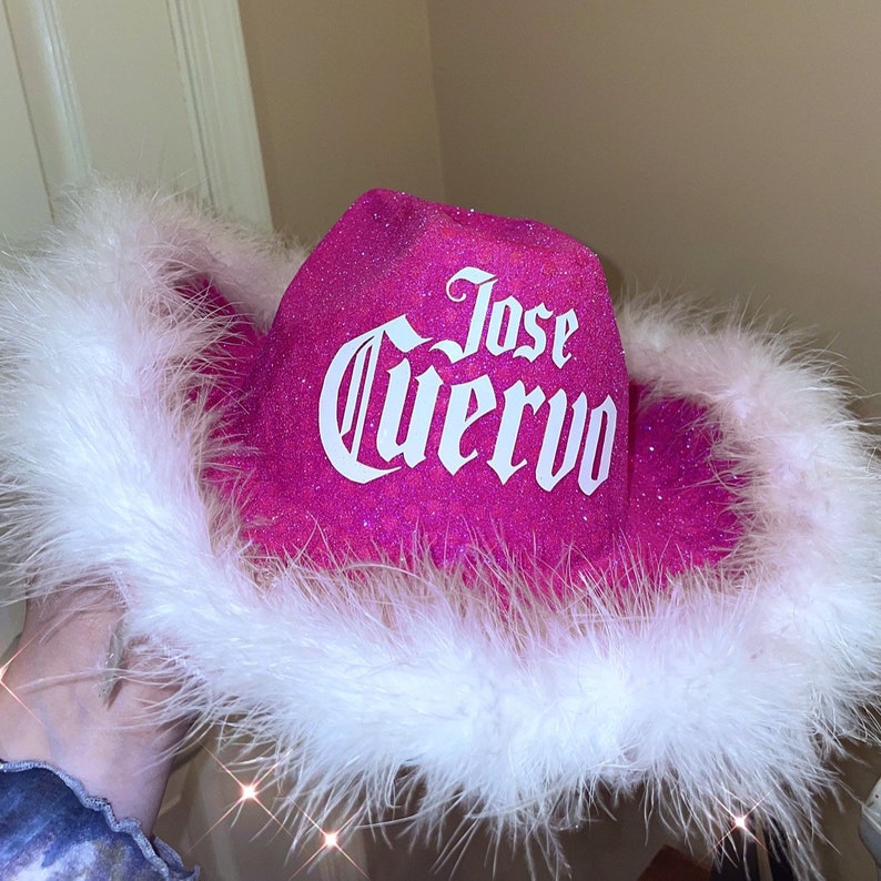 Pink Tequila Inspired Glitter Cowboy Hat Fully custom light Etsy