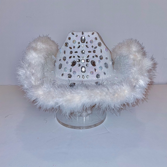 White \'BRIDE\' Feather Trim Cowgirl Hat Feather-Trimmed Bride Cowgirl Hat | David main image 2