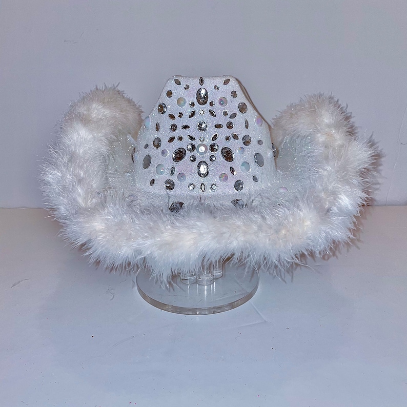 Bridal Cowboy Hat White Glitter Cowboy Hat Perfect for Etsy