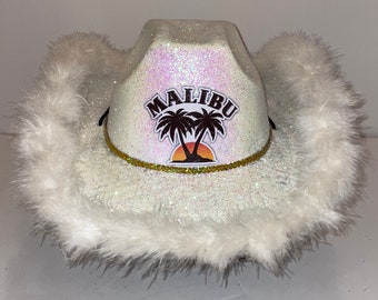 Malibu Glitter Cowboy Hat! Fully custom tiktok cowboy hat made to order for any theme/beverage/occasion!