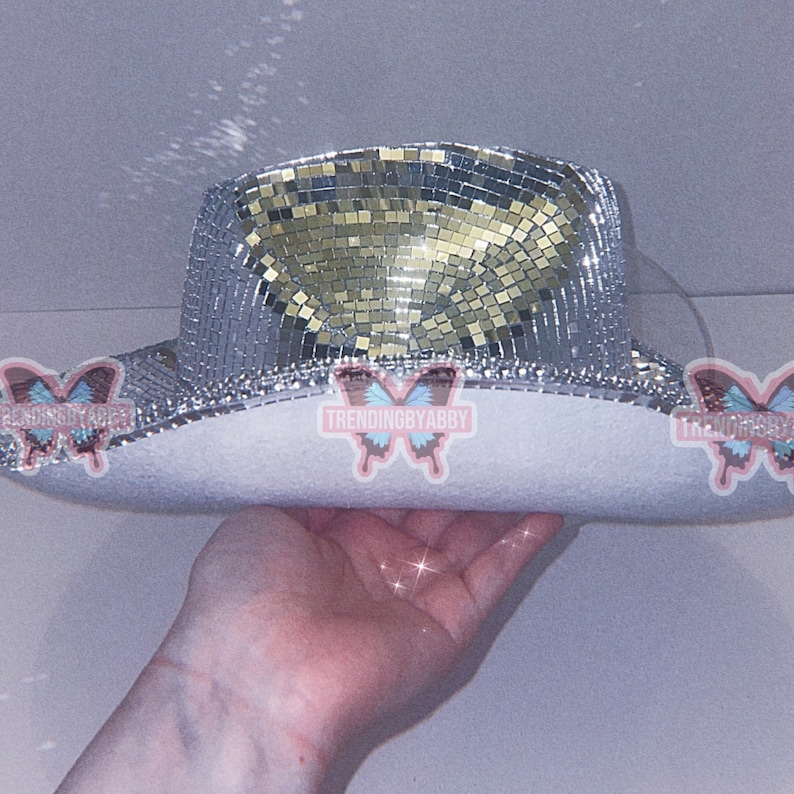 ORIGINAL Disco Ball Cowboy Hat Renaissance disco hat Beyoncé cowboy hat Trending by Abby Disco Cowgirl Hat image 6