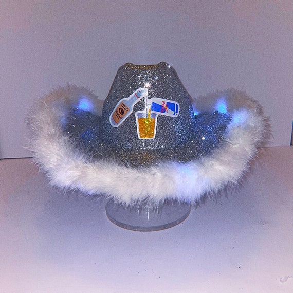 Vodka Red Bull Glitter Cowboy Hut Benutzerdefinierter, leuchtender Cowboy- Partyhut auf Bestellung - .de