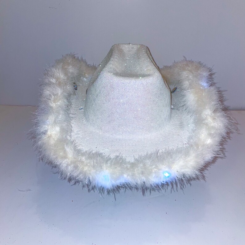 Bridal Cowboy Hat White Glitter Cowboy Hat Perfect for Etsy