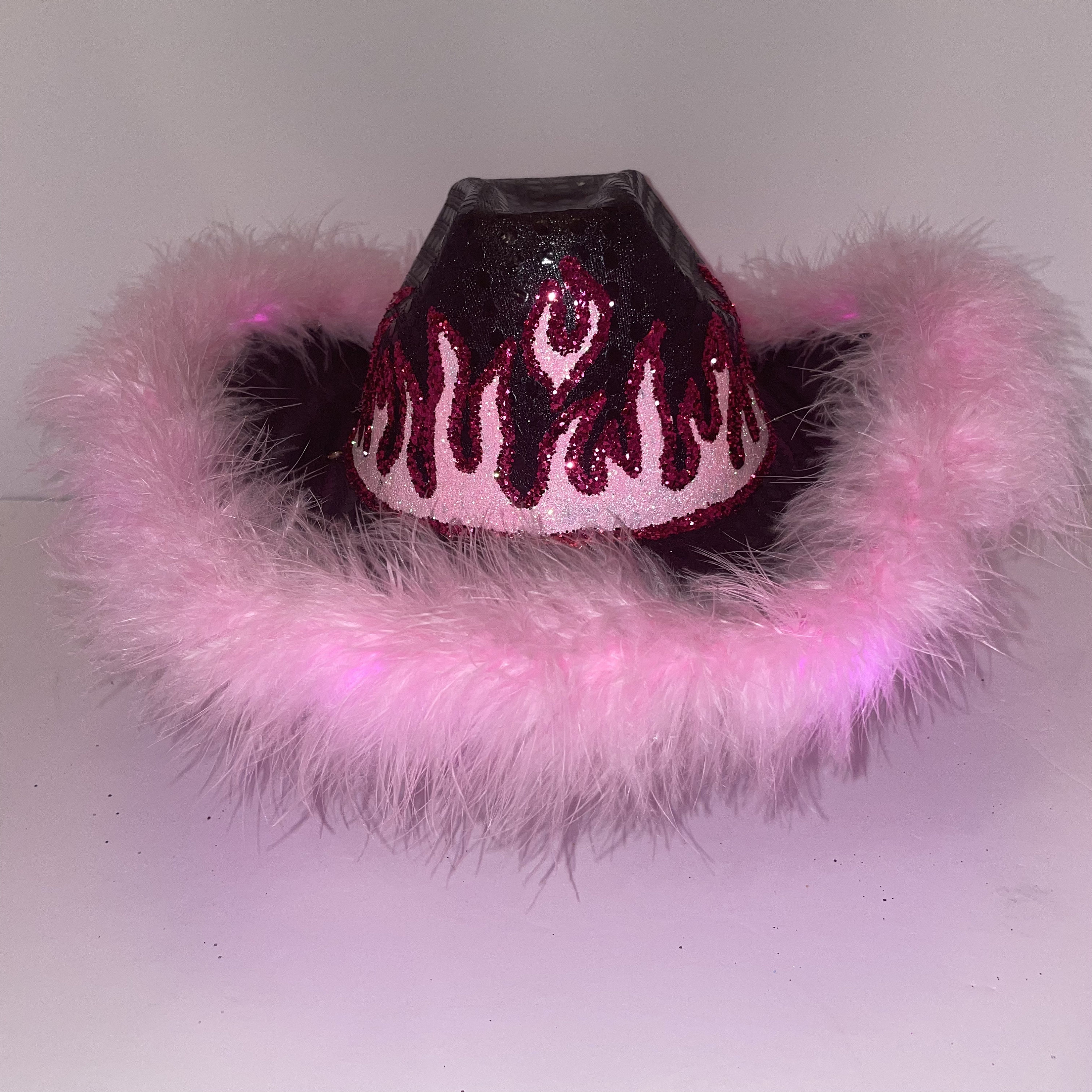 Pink Glitter Flame Cowboy Hat | Fully Custom Cowgirl Hat  display picture 1
