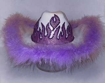 Purple Glitter Flame Cowboy Hat | Fully custom cowgirl hat | Bachelorette Party Hat| Cowgirl hats|