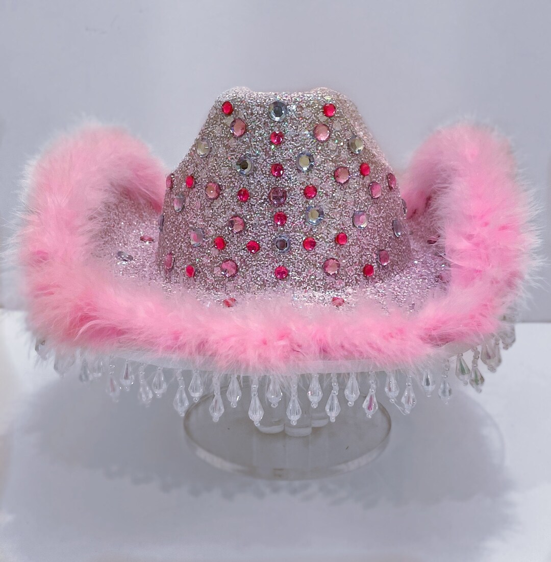 8357 6 Pack Sparkly Cowboy Hats Glitter Western Cowgirl Party Hats Pink Sequin Cowgirl Hat: Western Bachelorette Party Rodeo  main image 4