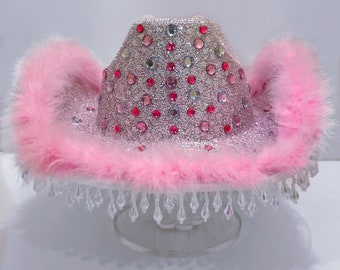 Rhinestone and Glitter Cowboy Hat! Fully custom tiktok cowgirl hat made to order for any theme/beverage/occasion!