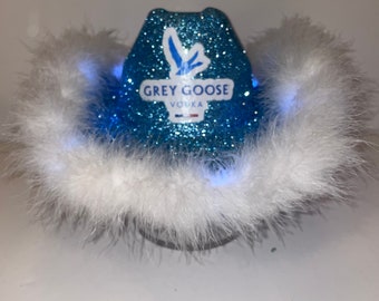 Grey Goose Cowboy Hat | Quick to Ship | Party cowgirl hat | Light up Alcohol hat | Fully customizable | Vodka Cowboy | Bach Cowboy Hat |