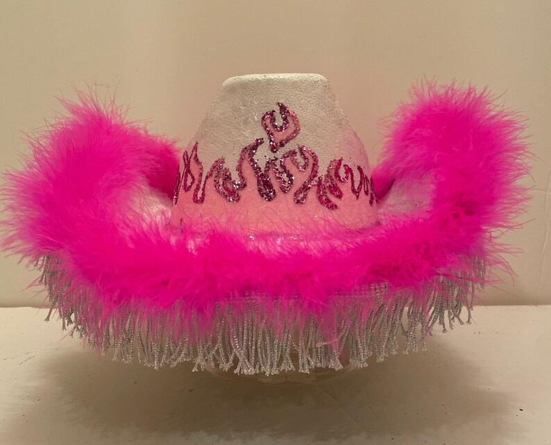 Pink Glitter Flame Cowboy Hat Fully custom cowgirl hat Etsy