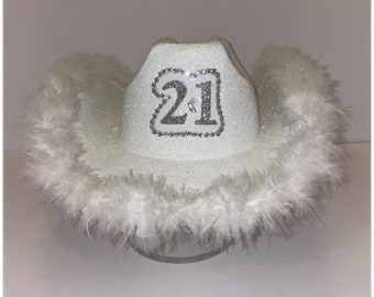 Birthday Cowboy Party Hat | Fully customizable rhinestone cowgirl hat | Made to order in any color | 21st Birthday Gift | Nashville Birthday