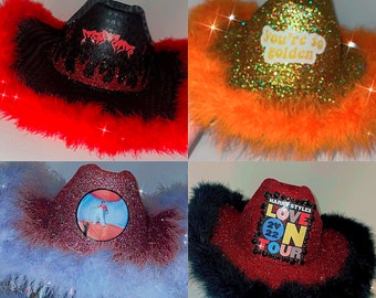 Custom Concert Cowboy Hat | Customizable Cowgirl Hat made to order |Festival + Rave Cowboy hat | Tour Cowboy hat