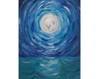 Moon over Ocean Print