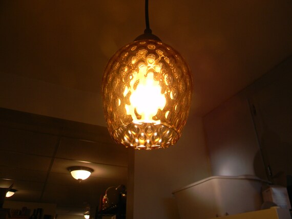 Retro Hanging Amber Glass Pendant 