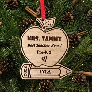 Teacher Christmas Ornament , Personalized Teacher Ornament, Teacher Gift, School Principal, School Ornament, Best Teacher Gift, Best Teacher image 1