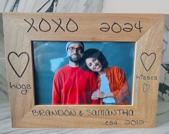 Engraved Wooden Picture Frame 4x6, Personalized Anniversary Gift