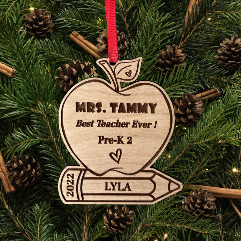 Teacher Christmas Ornament , Personalized Teacher Ornament, Teacher Gift, School Principal, School Ornament, Best Teacher Gift, Best Teacher image 1