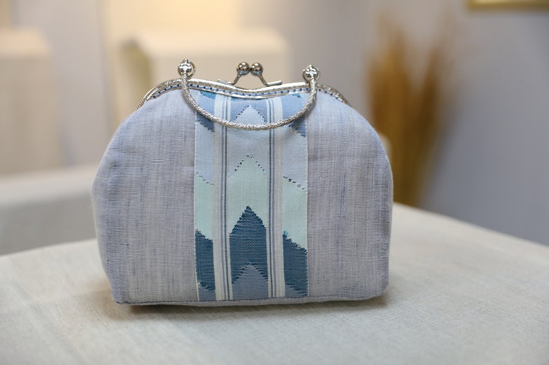 Light Blue Clutch Purse, Hand Purse , Prom Purse, Night Out, Evening Purse, Handmade , Hemp Purse, Night Purse image 1