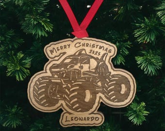 Personalized Shark Monster Truck Wood Ornament