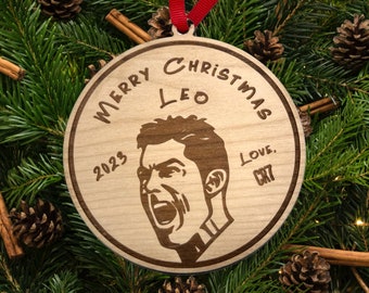 Personalized Ronaldo Ornament: Laser Engraved Soccer Fan Gift