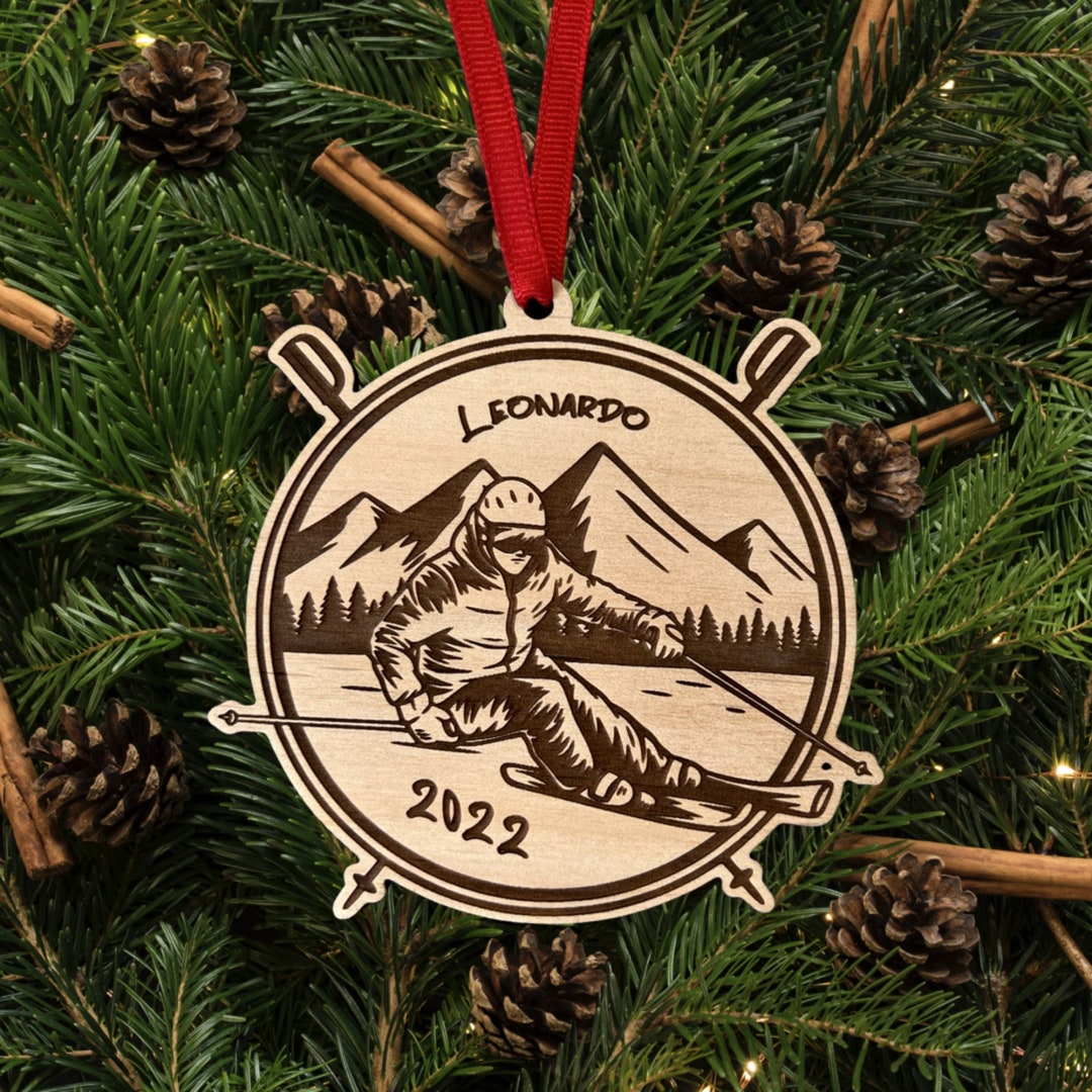 Skiing Ornament, Christmas Ornaments, Personalized Winter Ornaments
