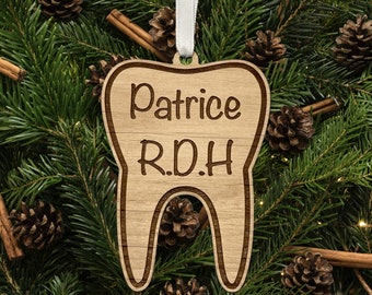 Personalized Dental Hygienist Ornament, Dentist Ornament , Dental Assistant , Tooth Ornament, Custom Name RDH, Dental Hygiene Month