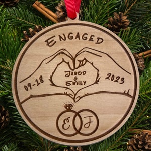 Engaged Christmas Ornament, Personalized Engagement Keepsake, Engagement Gift, Personalized First Christmas Engaged, Engagement Announcement image 1