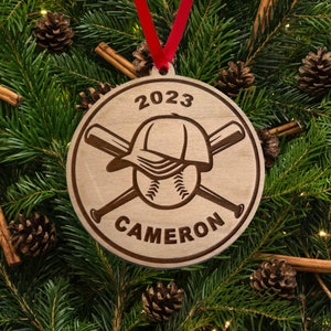 Personalized Baseball Ornament, Engraved Wooden Sports Ornament with Name, Softball, Baseball , Baseball , Baseball Bat , Gift for Kids