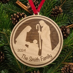 Nativity Ornament,Religious Gift, Manger Christmas Ornament, Nativity Set, Christian Decor, Family Name Ornament, Nativity Scene ornament