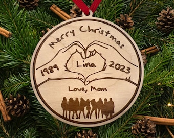 Personalized Fan Ornament: Engraved Red Alder Wood, Music Gift