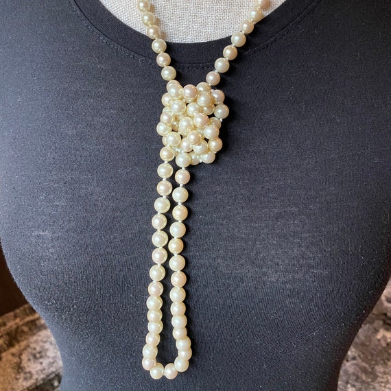 Vintage Monet Faux Pearl Necklace, 42 inch Long R… - image 5