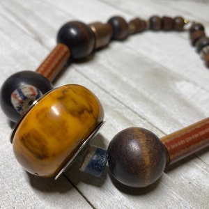 Cadoro Chunky Resin Stone and Wood Bead Necklace 1970s