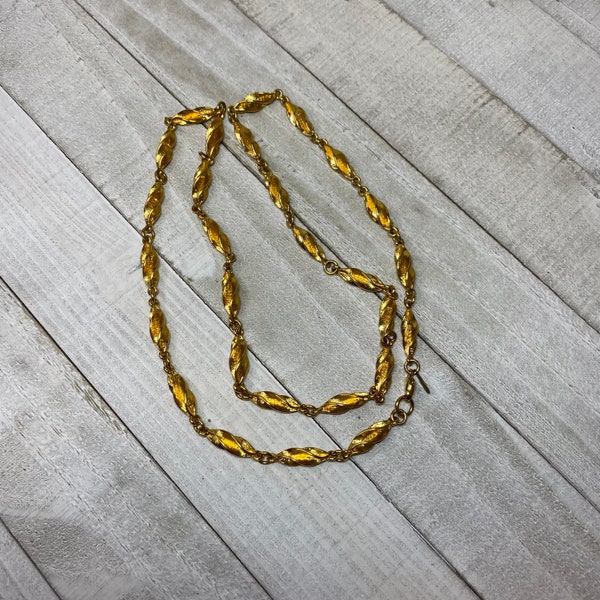 Vintage Napier Necklace Gold Twisted Bead Long Link 1990s
