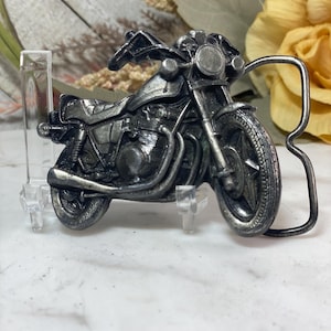 Pewter Motorcycle Belt Buckle Bergamot Brass Works 1970s