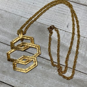 Coro Necklace Gold Tone Pendant Statement MCM Mid Century Modern 1960s