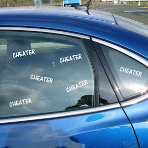 6 CHEATER Decals Stickers Funny Joke Revenge for Car Truck SUV Van Window Boat Trailer