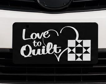 Love To Quilt Quilting Block License Plate for Car