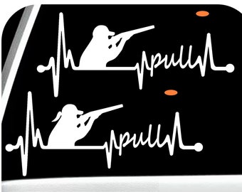 Skeet Sport Trap Shooting Girl or Guy Heartbeat Lifeline Decal Sticker for Auto Window