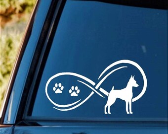 Doberman Decal Heart Security K9 Protection Car Truck SUV Vinyl Window Sticker