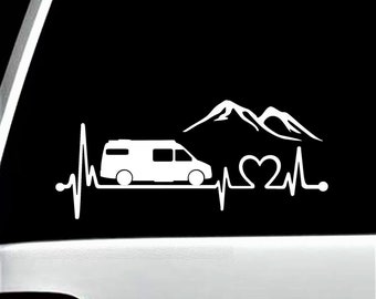 Sprinter Van Accessories | Sprinter Camper Van Heartbeat Lifeline Decal Sticker | Sprinter Van ekg ecg Decal | BG 595