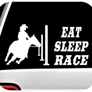 Eat Sleep Race Girl Pole Bender Decal | Pole Racing Horse Decal Sticker for Car Window | Cowgirl Up
